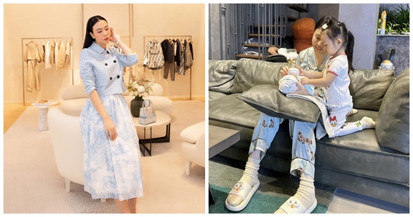 Vợ đại gia, hàng hiệu chất đầy tủ Đàm Thu Trang vẫn mặc đồ bộ, xuề xòa chăm con
