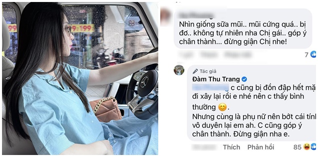 Netizen nghi ngờ gương mặt đã 'trùng tu', Đàm Thu Trang đáp trả thế nào?