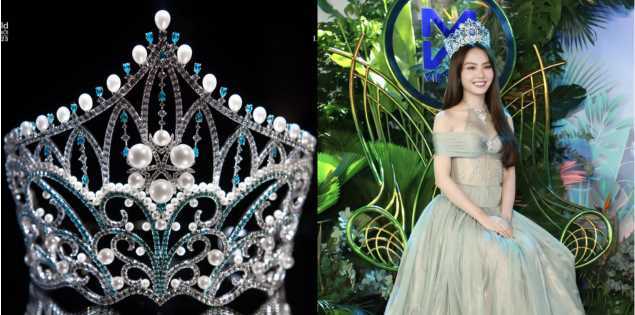 Cận cảnh vương miện Miss World Vietnam 2023: 999 viên đá quý trắng, 299 viên đá quý xanh và 168 viên ngọc trai