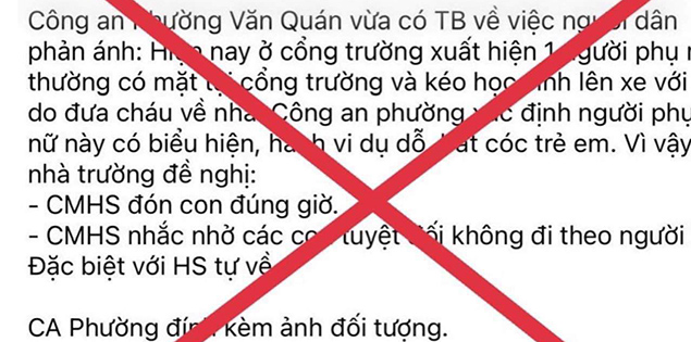 Công an bác tin bắt cóc trẻ em ở quận Hà Đông, Hà Nội

