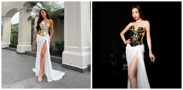 Thí sinh Miss Universe 2023 chọn mặc thiết kế Việt, 'đụng hàng' ngay Thùy Tiên