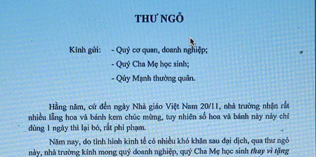 Bức thư "xin đổi quà" ngày 20/11 của thầy hiệu trưởng đón nhận niềm vui bất ngờ

