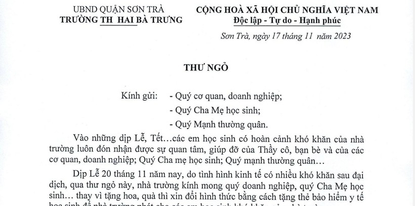 Thêm một trường học xin đổi quà 20/11 thành thẻ BHYT cho học sinh khó khăn

