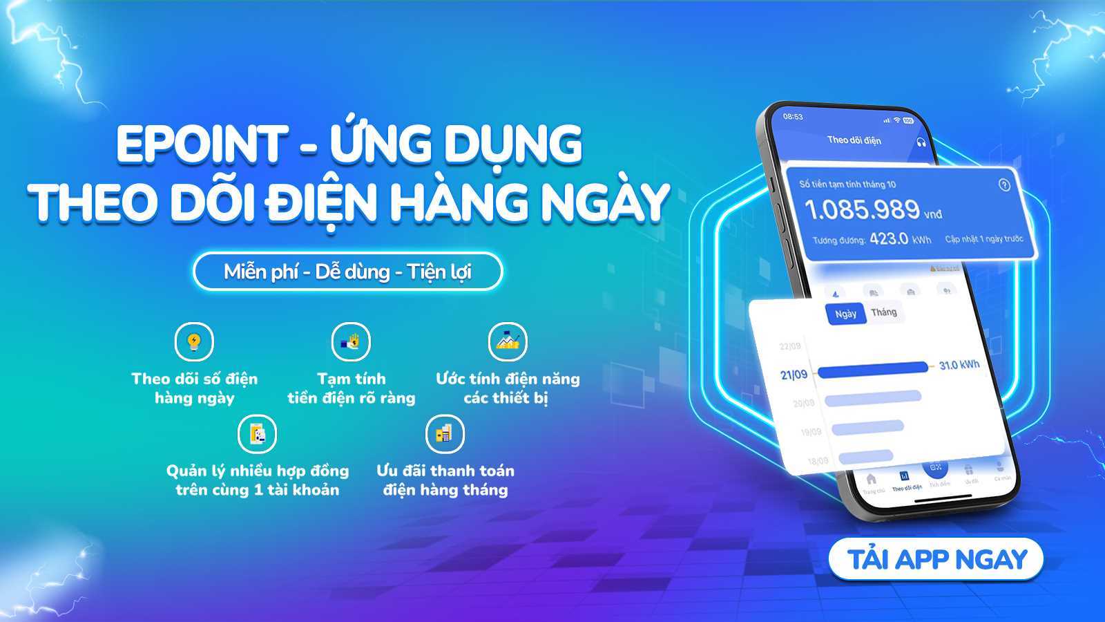 Trải nghiệm EPoint - ứng dụng theo dõi điện hàng ngày tiện lợi và thiết thực