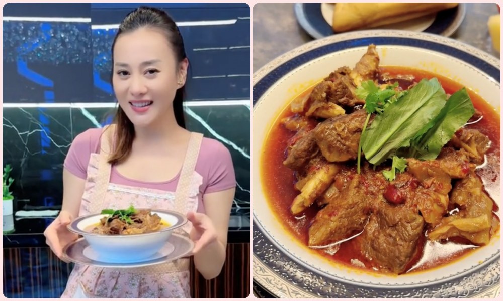 Phương Oanh ra dáng vợ đảm với công thức bò sốt vang ‘đắt xắt ra miếng’