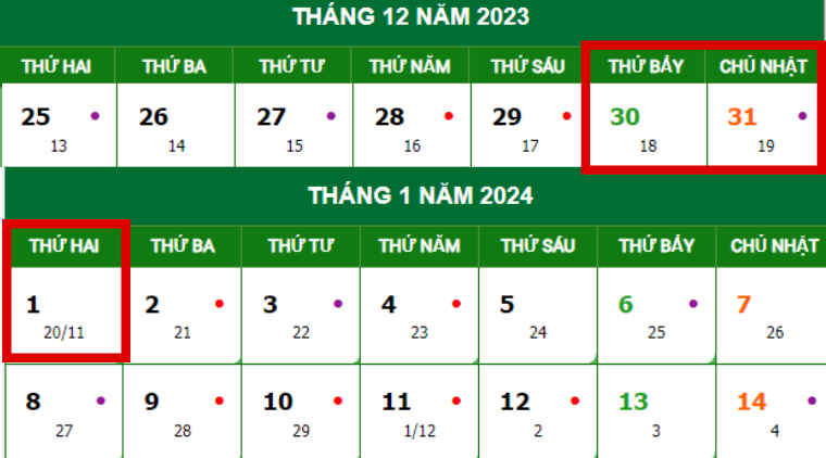 Tết Dương lịch 2024 được nghỉ mấy ngày liên tiếp?
