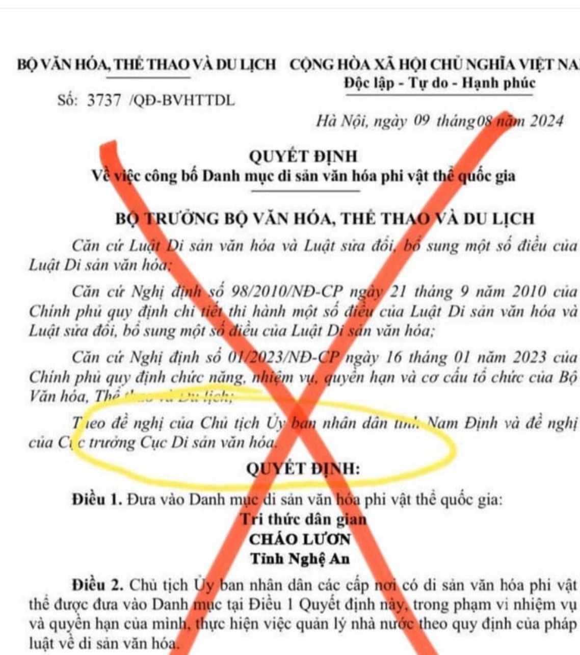 Thông tin "Cháo lươn" của tỉnh Nghệ An được đề cử Di sản văn hóa phi vật thể là giả mạo
