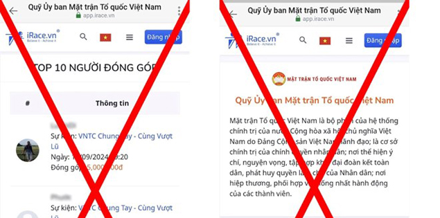 Xuất hiện nhiều website giả mạo MTTQ Việt Nam để kêu gọi ủng hộ đồng bào ảnh hưởng bởi cơn bão số 3

