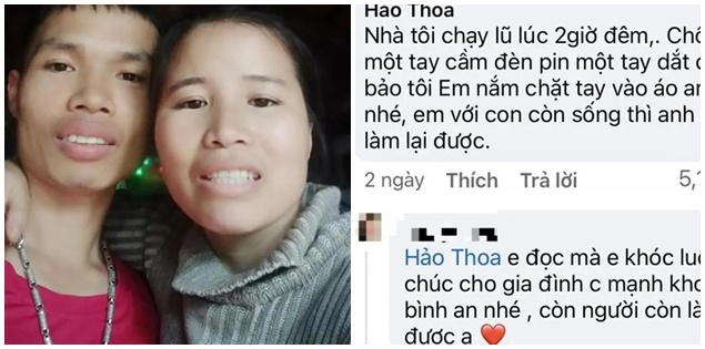 Câu chuyện vợ chồng nắm tay nhau vượt lũ gây xúc động: "Em với con còn sống, anh mới làm lại được"
