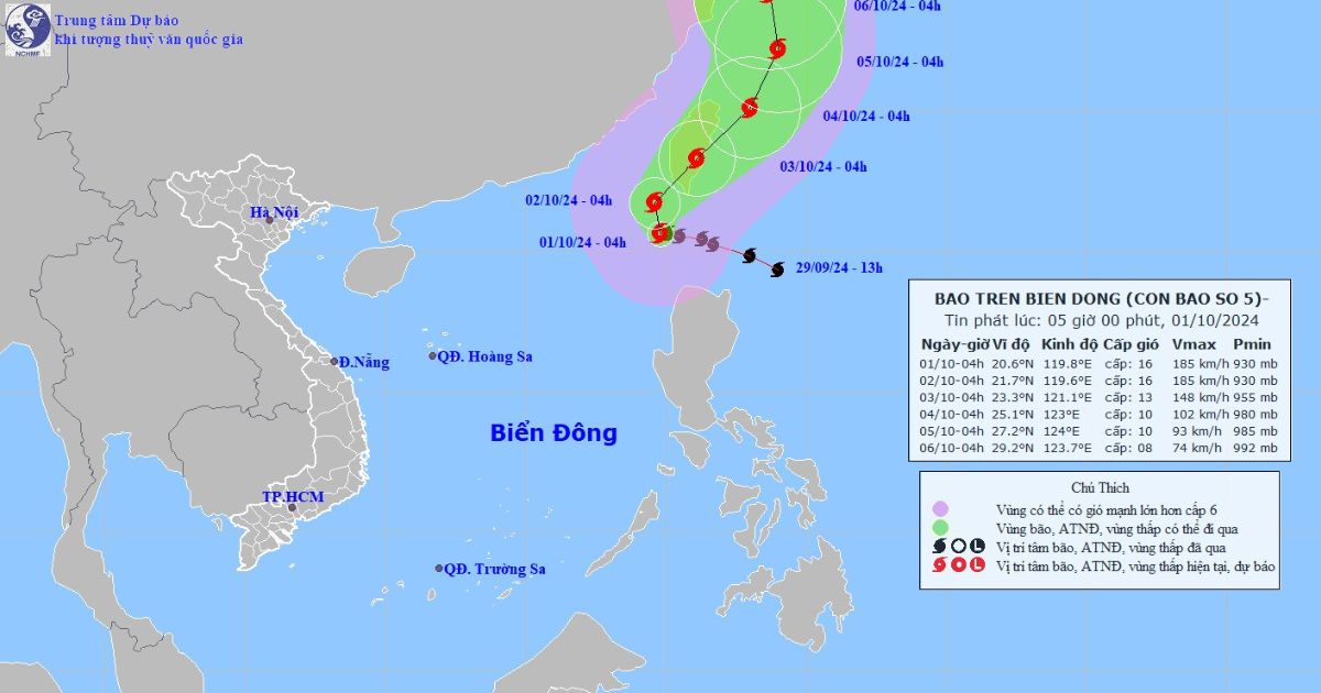 Bão Krathon vào Biển Đông thành bão số 5, giật trên cấp 17
