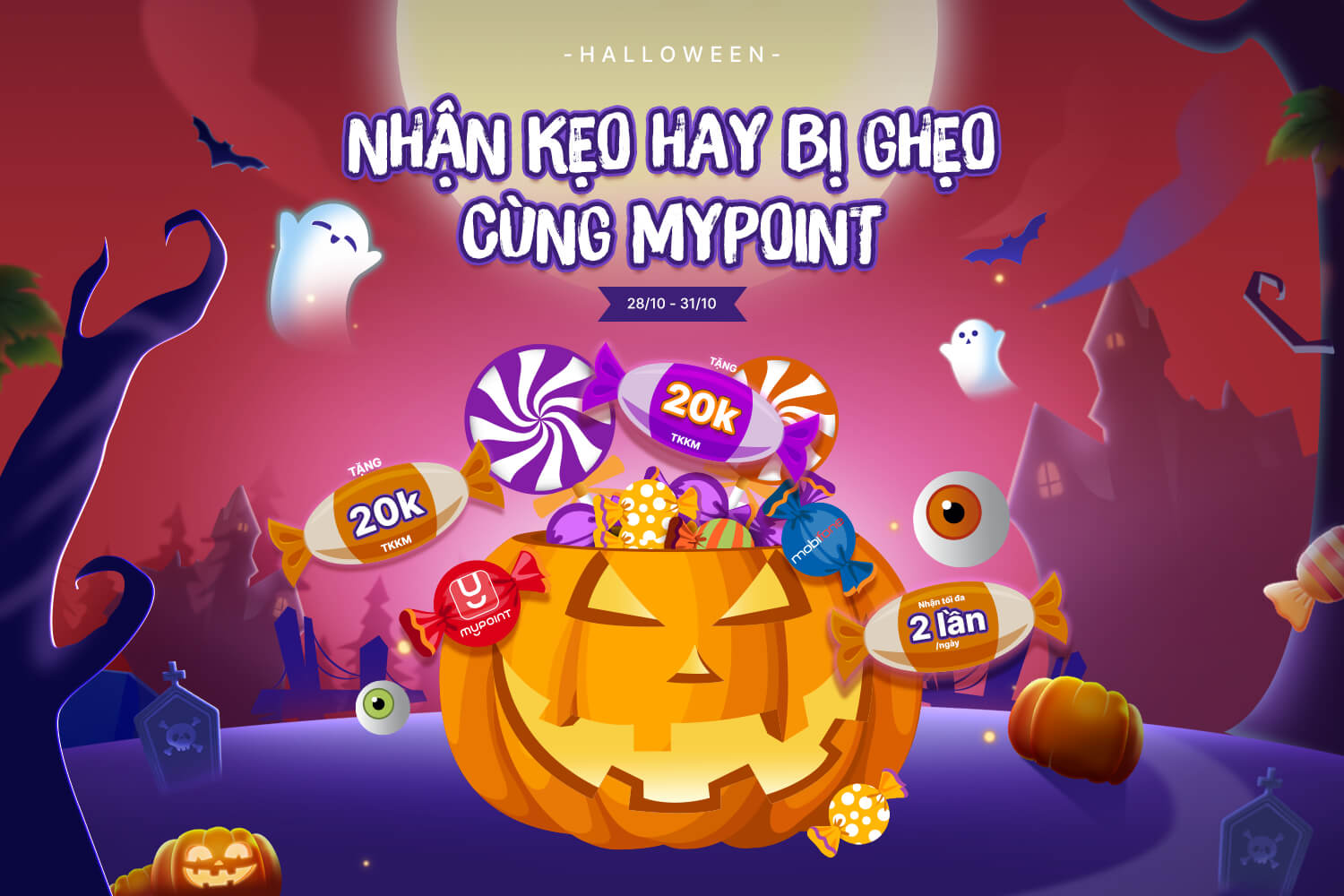 Săn “Kẹo Ngọt” Dịp Halloween: MyPoint Mang Ưu Đãi 20.000đ Tặng Khách Hàng MobiFone
