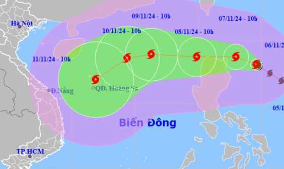 Bão Yinxing rất mạnh, giật cấp 16 đang di chuyển vào Biển Đông