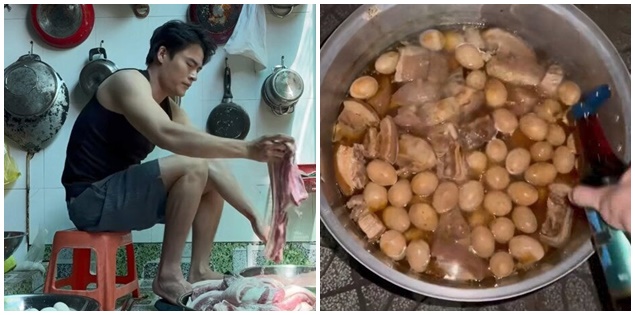 Diễn viên hài làm nồi thịt kho to 'chà bá' với loại lá vườn nào cũng có
