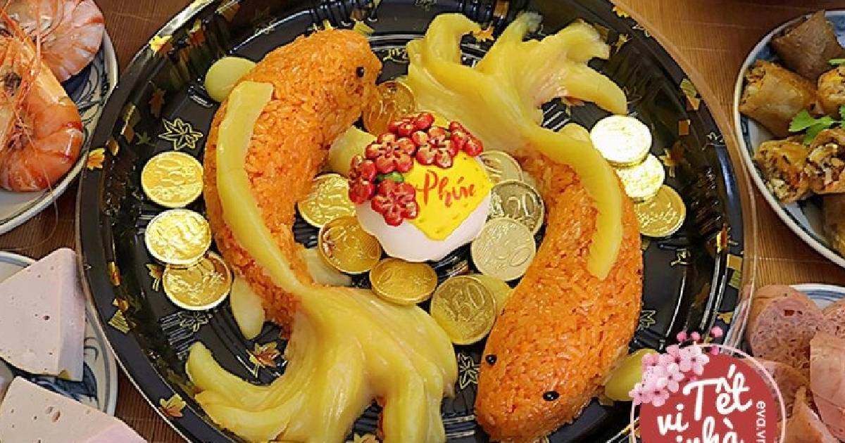 Cách làm xôi hình cá chép đẹp mắt dâng cúng ngày ông Công ông Táo thêm ý nghĩa chỉ với vài bước đơn giản
