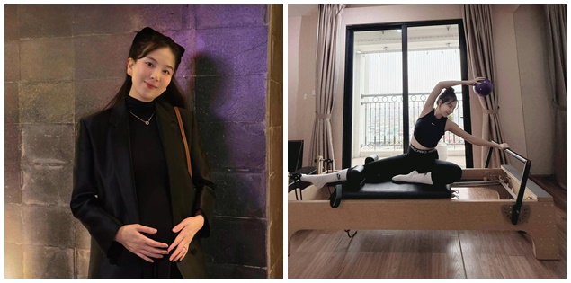 Mai Ngọc sắm hẳn dụng cụ này ở nhà để tập trong thai kỳ, bảo sao mang bầu vẫn xinh đẹp khí chất