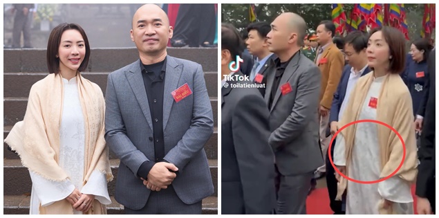 'Tóm dính' Thu Trang che dáng 'lùm lùm' bên ông xã Tiến Luật