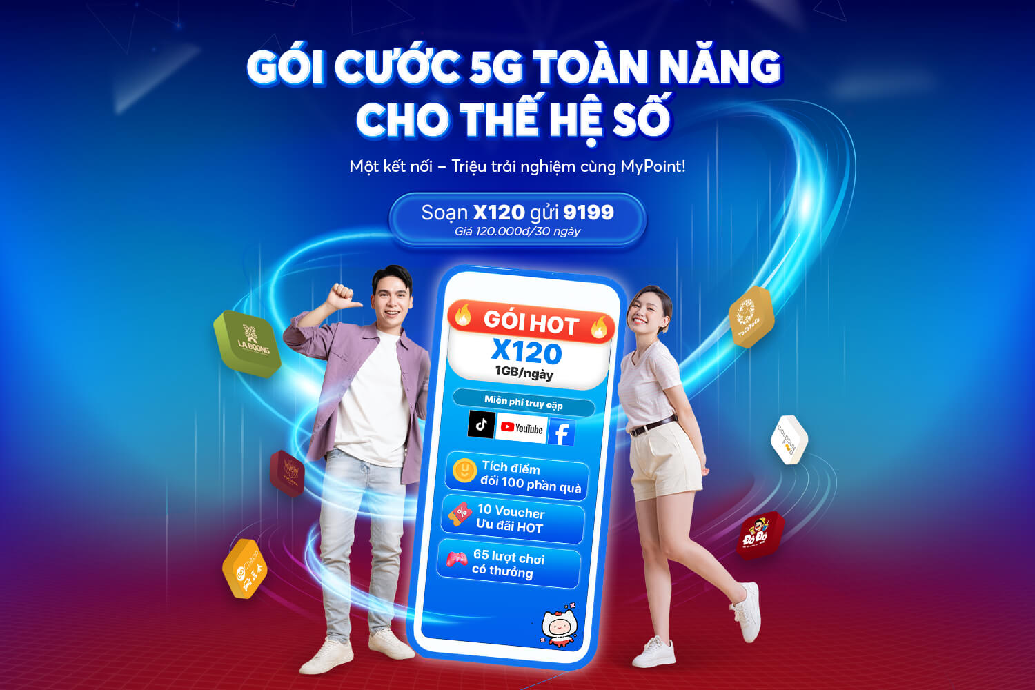 MyPoint ra mắt gói cước X120 – Miễn phí Data Facebook, TikTok, YouTube kèm Data tốc độ cao mỗi ngày
