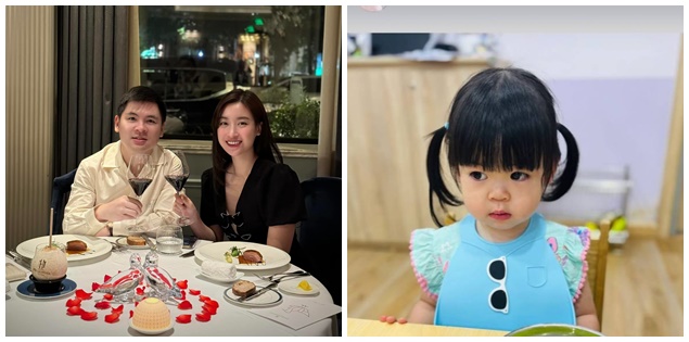 Đỗ Mỹ Linh và chồng hẹn hò ở nước ngoài vẫn không quên con gái