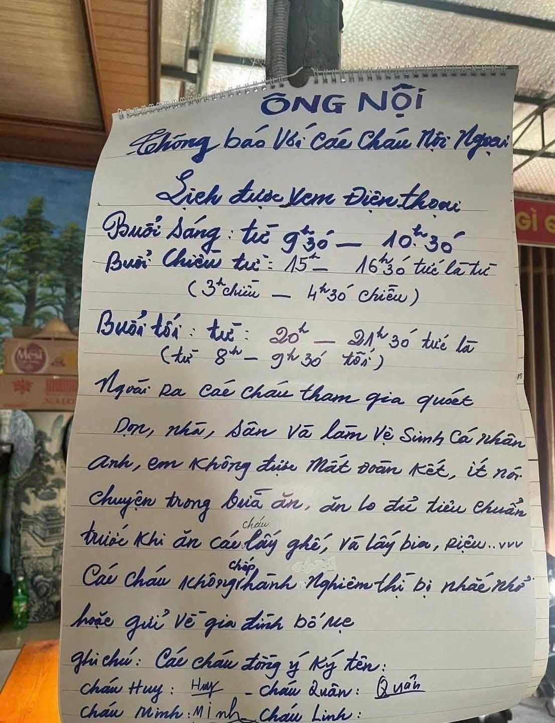 Ông nội ra bản nội quy "hot" nhất mạng xã hội cho khối nghỉ hè