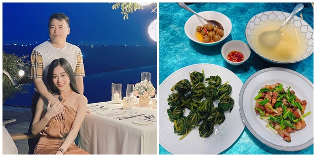Bữa cơm "đạm bạc" bất ngờ Phương Oanh nấu cho chồng
