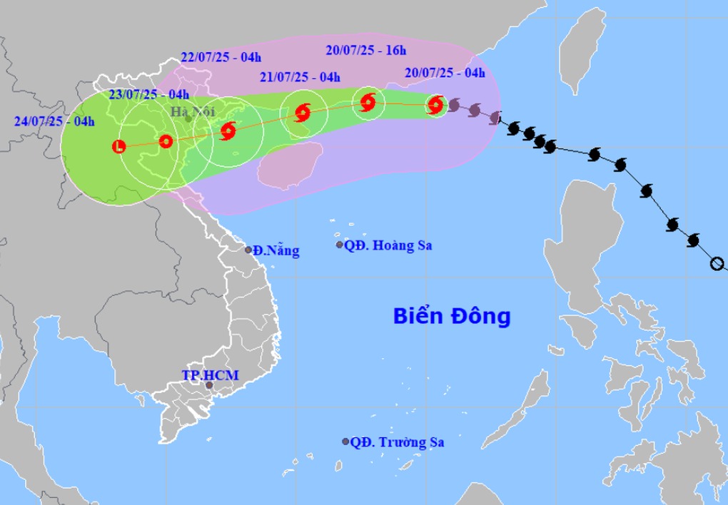 Bão Wipha tăng lên cấp 11 giật cấp 14, hướng vào Quảng Ninh - Ninh Bình