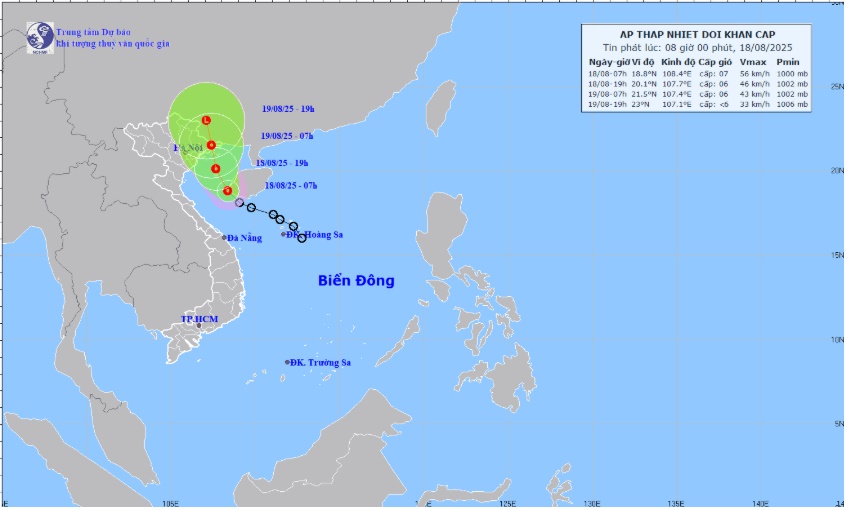 Tin mới về áp thấp nhiệt đới: Tiến vào Quảng Ninh, Lạng Sơn, nhiều nơi mưa lớn