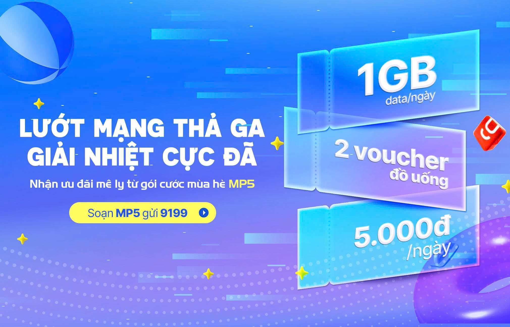 Gói MP5 - Chống cạn Data, chill tại nhà vẫn có quà với 5.000đ/ngày!