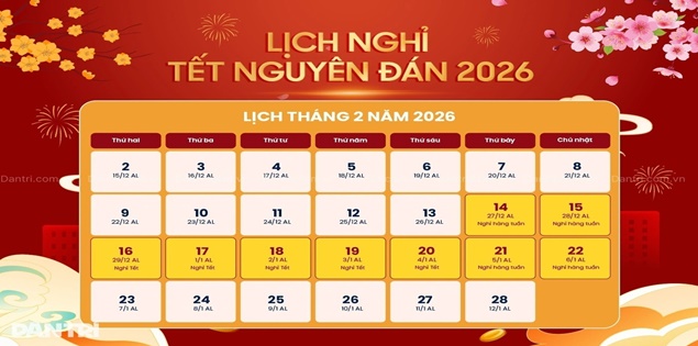 Thông báo chi tiết lịch nghỉ Tết Nguyên đán, nghỉ Quốc khánh năm 2026