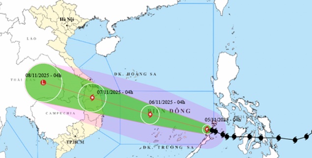 Bão Kalmaegi đã vào Biển Đông với cường độ cấp 13, giật cấp 16