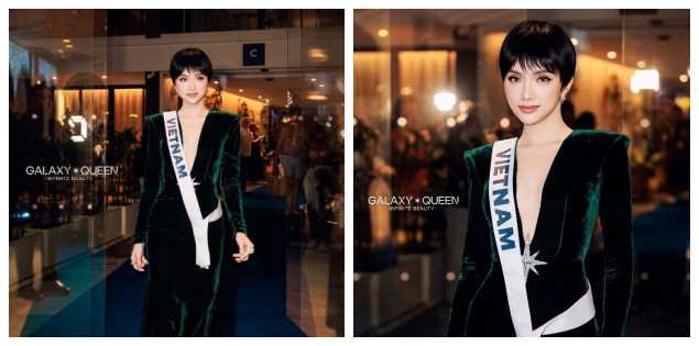 Hương Giang 'bung chiêu' đội tóc giả, diện đầm xẻ sâu quyến rũ gây chấn động Miss Universe 2025