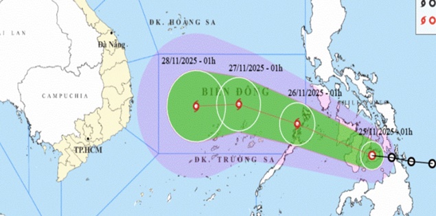 Áp thấp nhiệt đới có thể vào Biển Đông đêm nay và mạnh lên thành bão