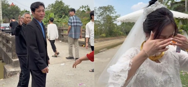 Cảnh bố không nỡ buông tay khi con gái về nhà chồng làm nhiều người xúc động
