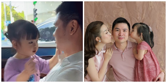 "Tan chảy" hành động "nịnh bố" siêu ngọt của con gái Đỗ Mỹ Linh