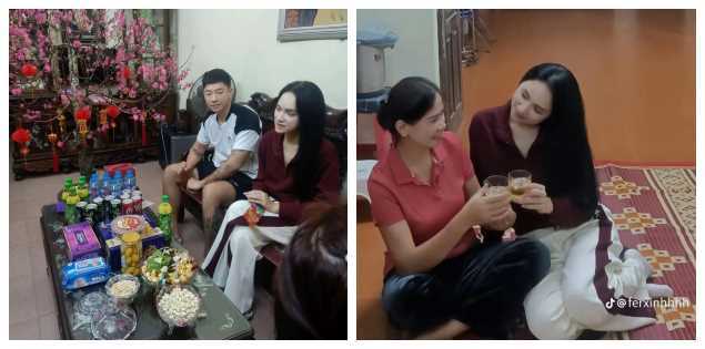 Viral khoảnh khắc Hương Giang về nhà "ban trai tin đồn" Phú Cường dịp Tết