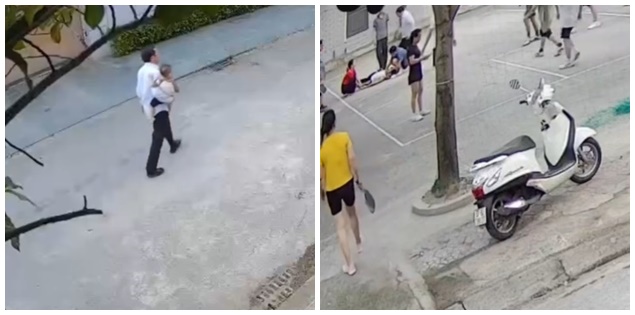 Nghệ An: Bế con đi dạo, bác sĩ vô tình cứu người đàn ông bị đột quỵ trên sân bóng