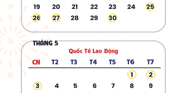 Không có việc hoán đổi để nghỉ lễ dài 9 ngày dịp Giỗ tổ và 30/4-1/5