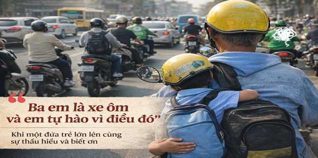 “Ba em là xe ôm và em tự hào vì điều đó”: Khi một đứa trẻ lớn lên cùng sự thấu hiểu và biết ơn
