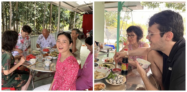 Bố mẹ chồng từ Pháp sang Việt Nam “mê đắm” quê con dâu: Từ tắm sông đến tập “năm vòng”, trải nghiệm nào cũng đầy thích thú

