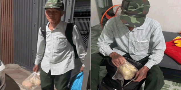 Cha 70 tuổi vượt 200km lên thành phố khám bệnh, ba lô nặng trĩu toàn đồ ăn cho con gái