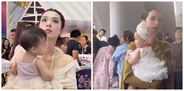 Quỳnh Lương diện đồ lộng lẫy đi sự kiện vẫn “bó tay” vì con bám mẹ đòi bế