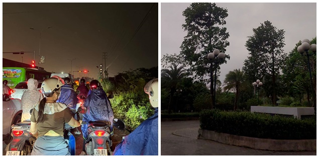 Bầu trời tối sầm ở miền Bắc sáng 17/4, cảnh báo mưa dông lớn lan rộng

