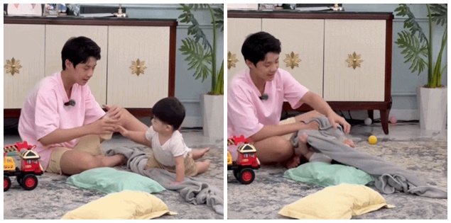 Con trai cả Đăng Khôi tuổi 13 cao lớn nổi bật, chăm em khéo léo khiến ai cũng khen