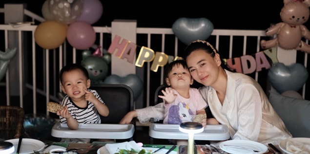 Phương Oanh hiếm hoi tái xuất, lộ diện rạng rỡ trong dịp đặc biệt của cặp song sinh