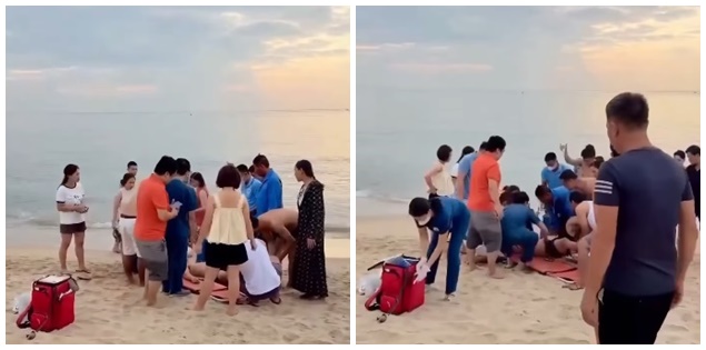 Nhóm bác sĩ đi nghỉ mát vô tình cứu sống du khách đuối nước trên bãi biển Nhật Lệ